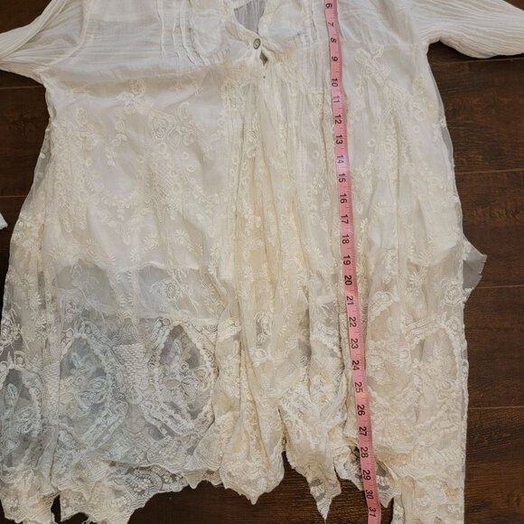 Free People x Tricia Fix Blouse Women S Boho Chic Whimsical Renaissance Medieval - Picture 8 of 8